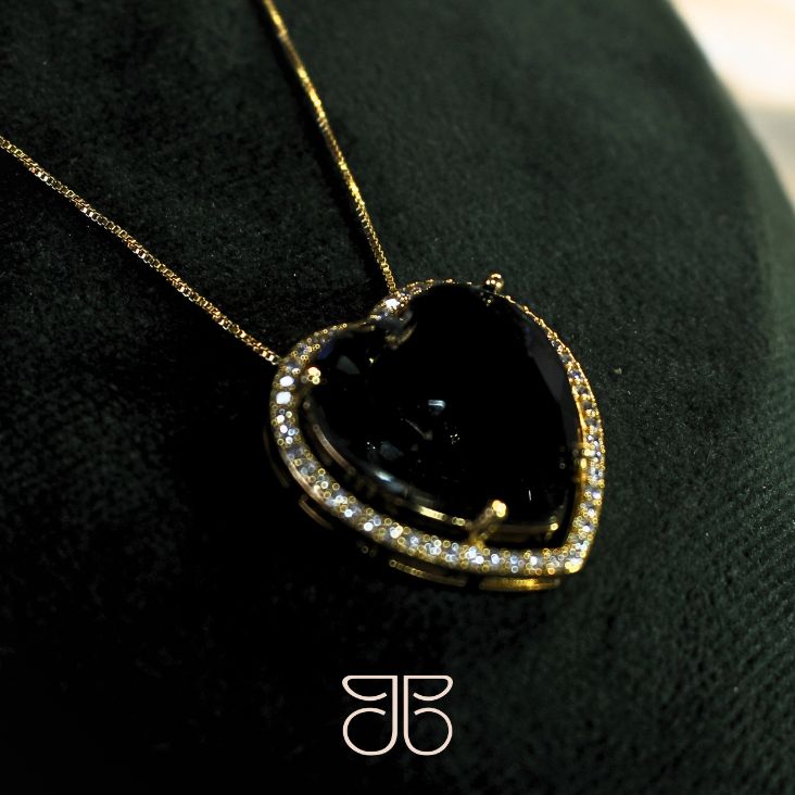 CONJUNTO PEDRA CORAÇÃO GRAFITE