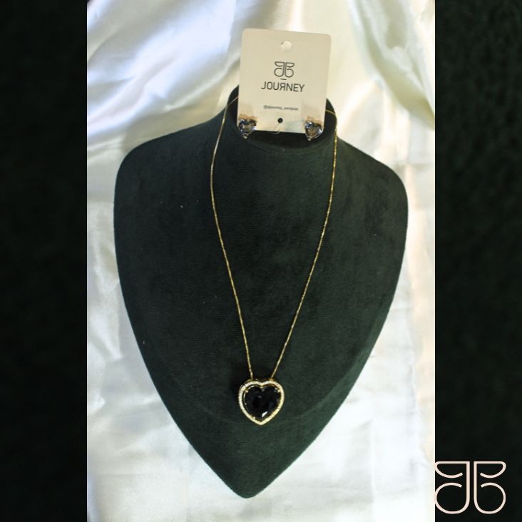 CONJUNTO PEDRA CORAÇÃO GRAFITE