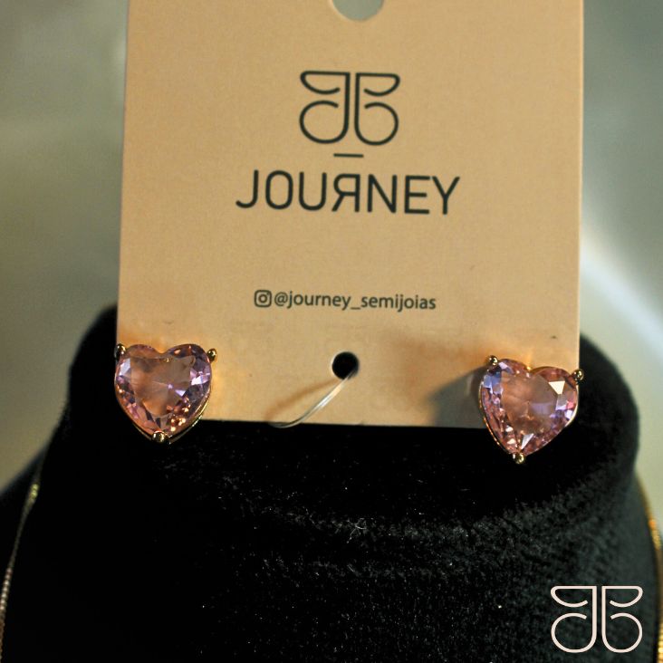 CONJUNTO PEDRA CORAÇÃO ROSA