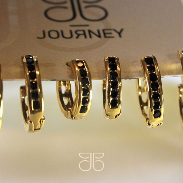 ARGOLINHA TRIO 1 FILETE PEDRA PRETA OURO