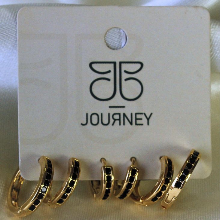 ARGOLINHA TRIO 1 FILETE PEDRA PRETA OURO