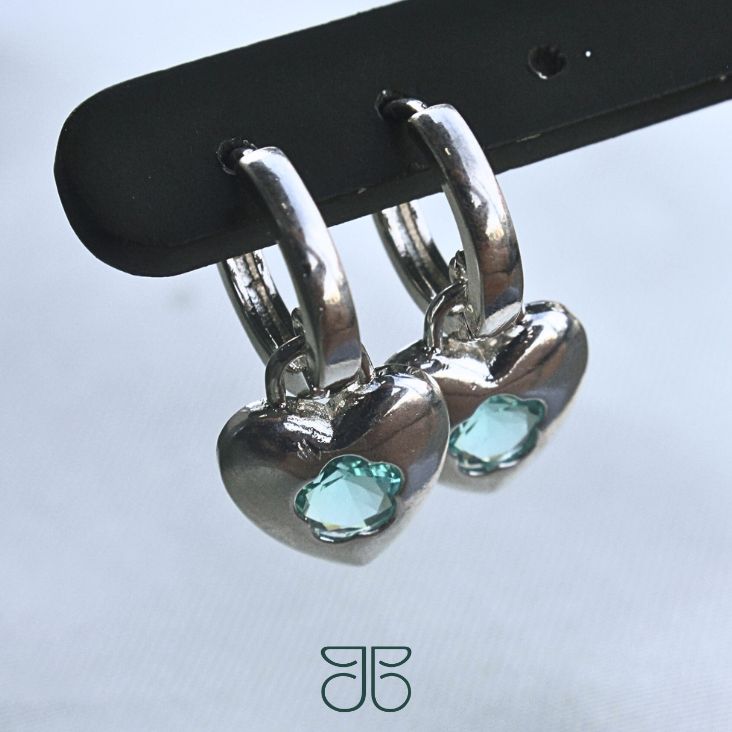 ARGOLINHA CLICK CORAÇÃO FLOR VERDE