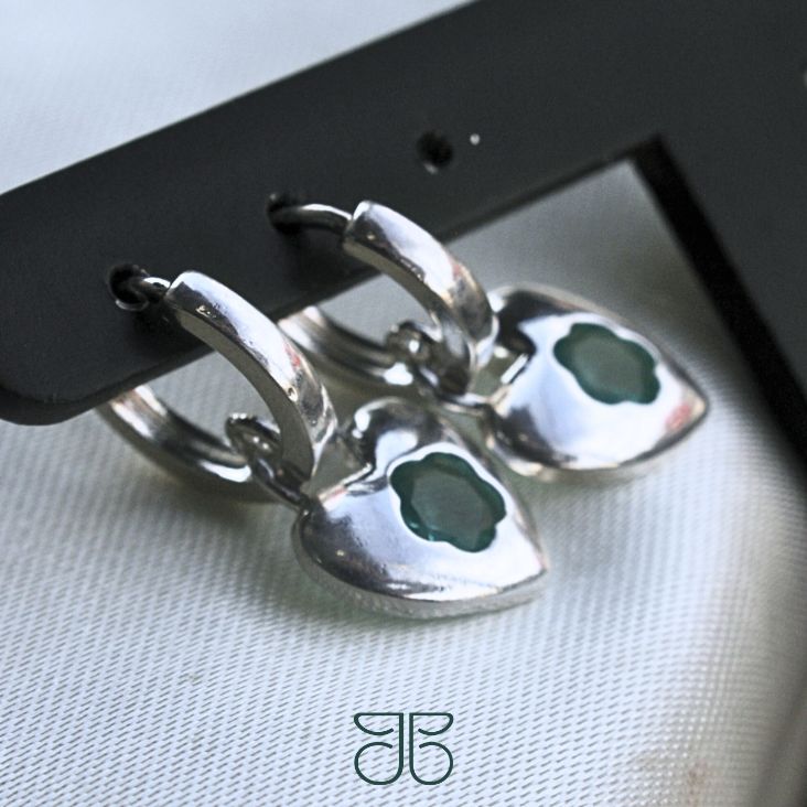 ARGOLINHA CLICK CORAÇÃO FLOR VERDE