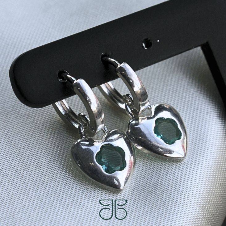 ARGOLINHA CLICK CORAÇÃO FLOR VERDE