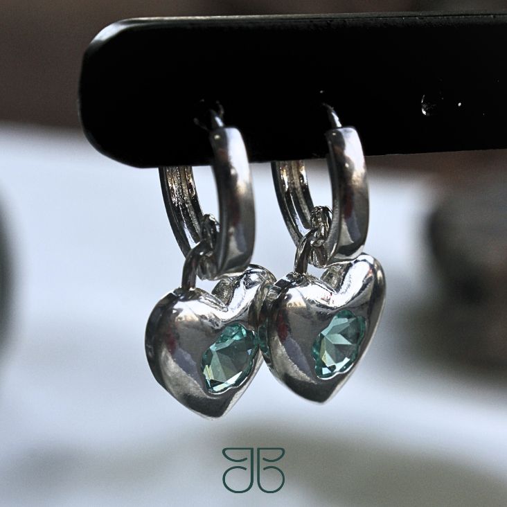 ARGOLINHA CLICK CORAÇÃO FLOR VERDE