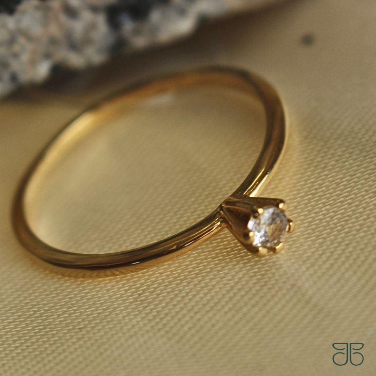 ANEL SOLITÁRIO 1 ZIRCÔNIA OURO