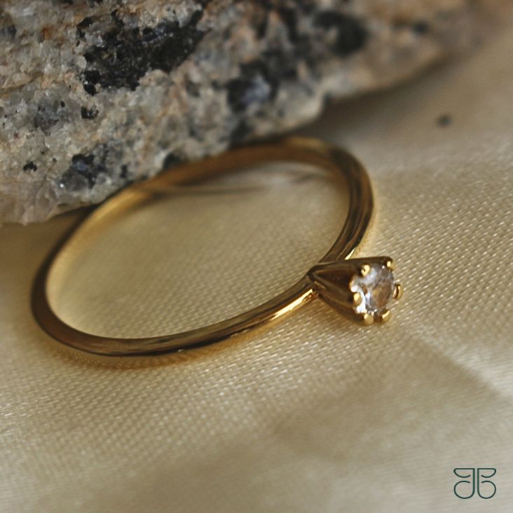ANEL SOLITÁRIO 1 ZIRCÔNIA OURO