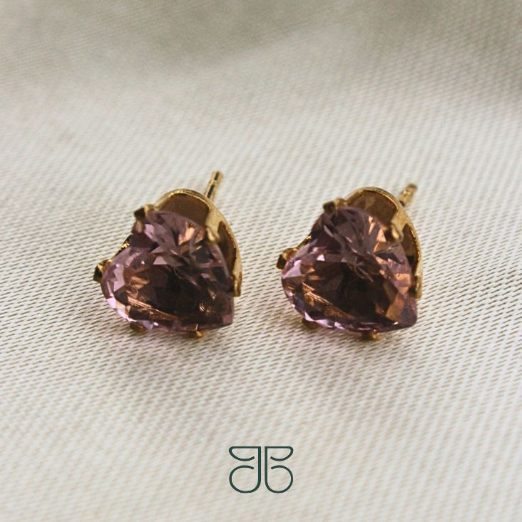 BRINCO CORAÇÃO G PEDRA ROSA