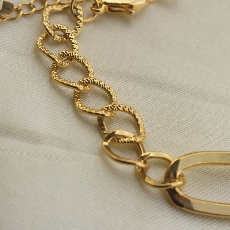 PULSEIRA 3 ELOS LARGOS E ELOS DIAMANTADOS OURO