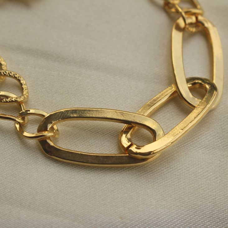 PULSEIRA 3 ELOS LARGOS E ELOS DIAMANTADOS OURO