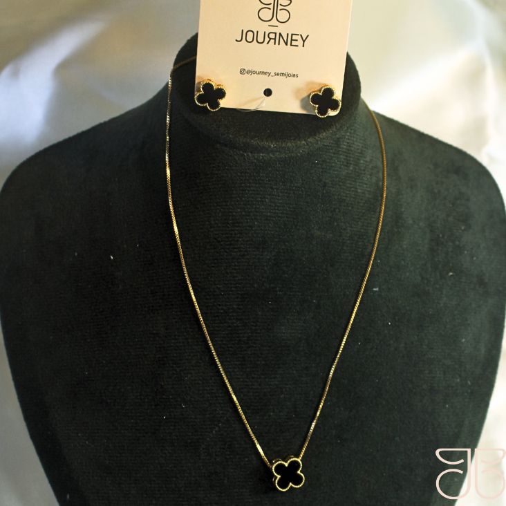 CONJUNTO TREVO PEDRA PRETA