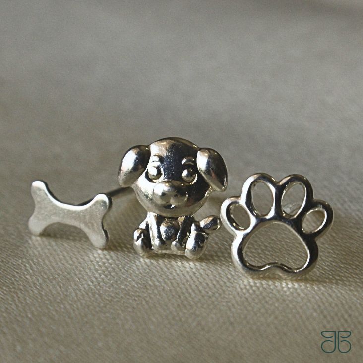 TRIO CACHORRINHO PATINHA OSSINHO PRATA