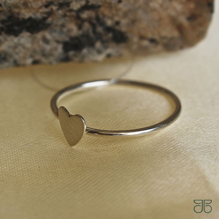 ANEL CORAÇÃO CHAPA LISO PRATA