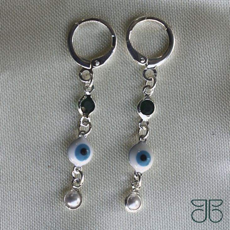 ARGOLA CLICK OLHO GREGO TIFFANY E PEROLA PRATA