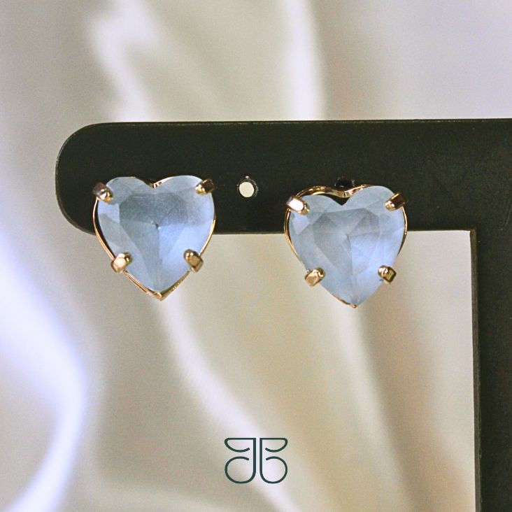 BRINCO CORAÇAO PEDRA AZUL CLARO