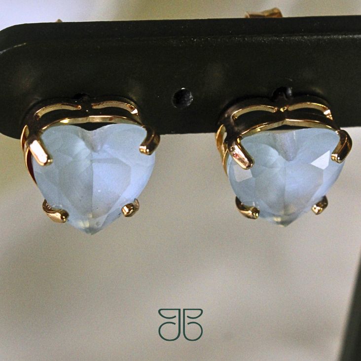 BRINCO CORAÇAO PEDRA AZUL CLARO