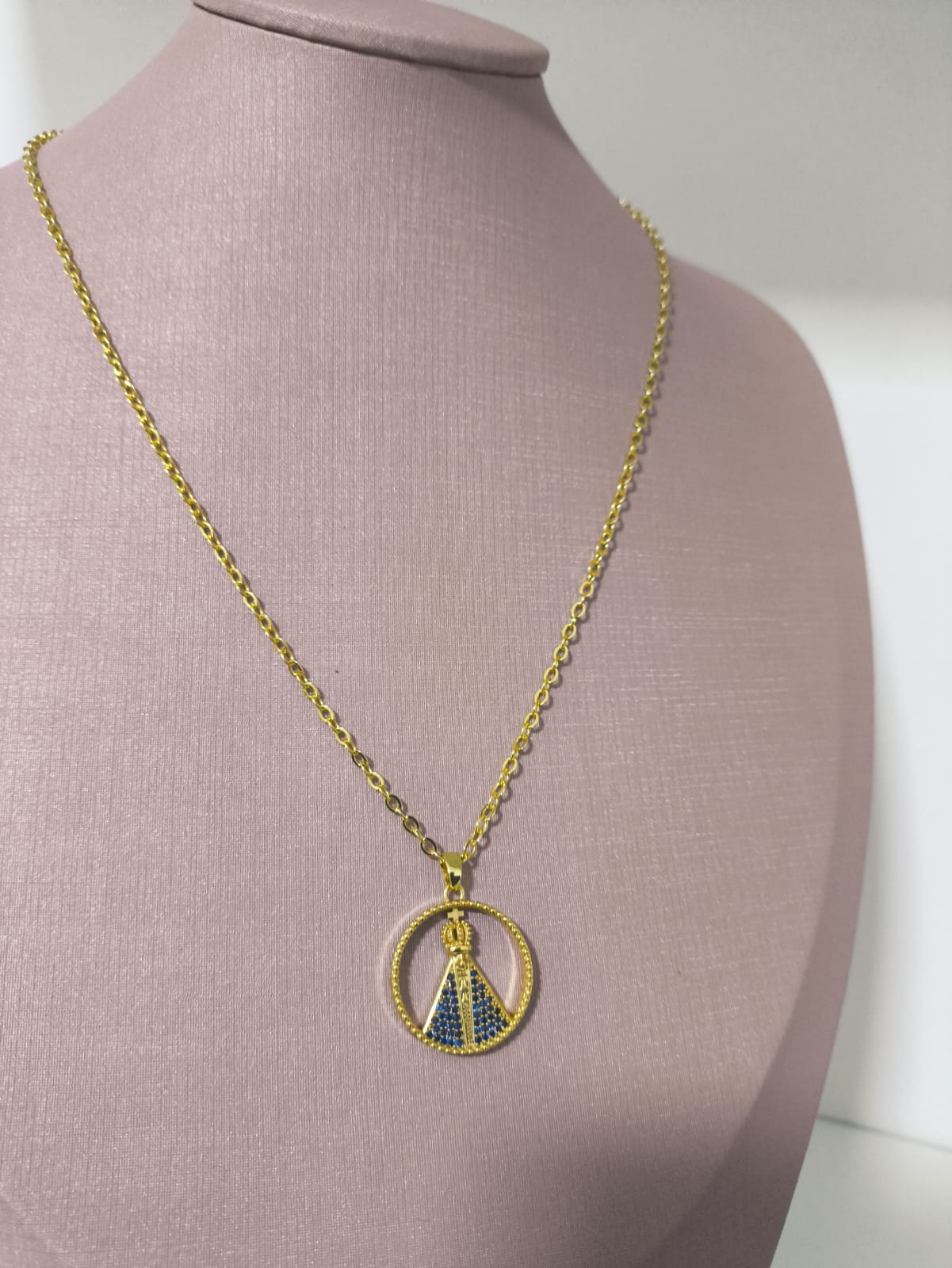 COLAR ELO PORTUGUES FINO COM NOSSA SENHORA APARECIDA