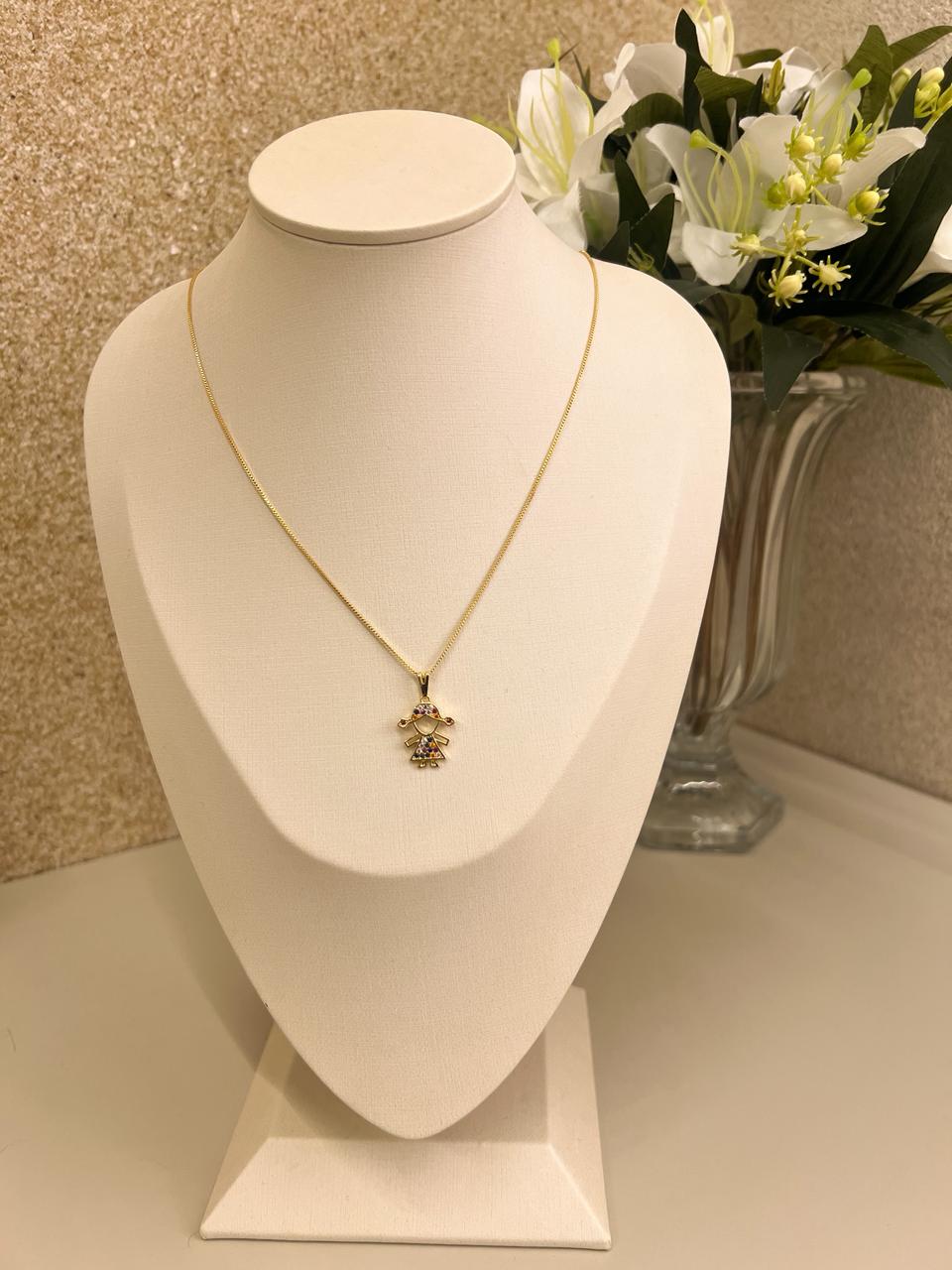 Corrente pingente menina zircônia colors