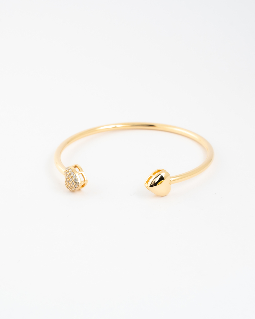 BRACELETE 2 CORAÇÕES CRAVEJADO E LISO