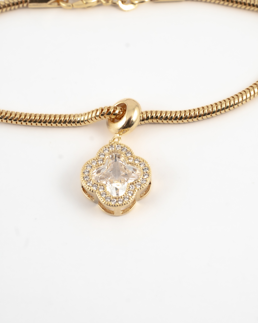 PULSEIRA RABO DE RATO TREVO VIRGINIA PEDRA CRYSTAL BORDA CRAVEJADA