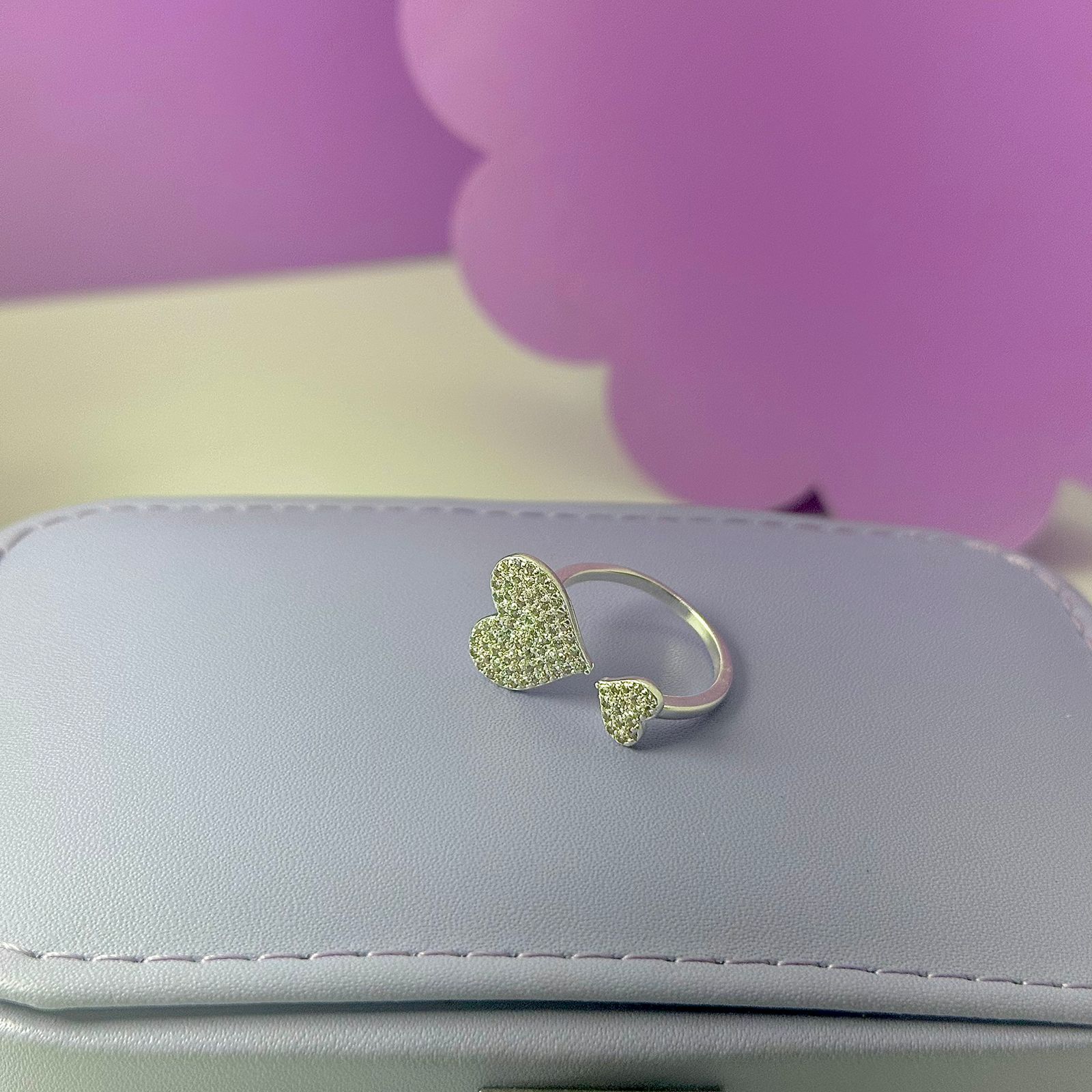 ANEL CORAÇÃO DUPLO CRAVEJADO REGULÁVEL AP1607 ANEL CORAÇÃO DUPLO CRAVEJADO REGULÁVEL AP1607