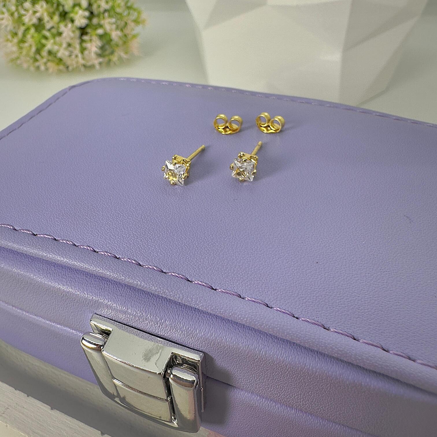 BRINCO PONTO DE LUZ PEDRA QUADRADA 4MM BO1651 BRINCO PONTO DE LUZ PEDRA QUADRADA 4MM BO1651