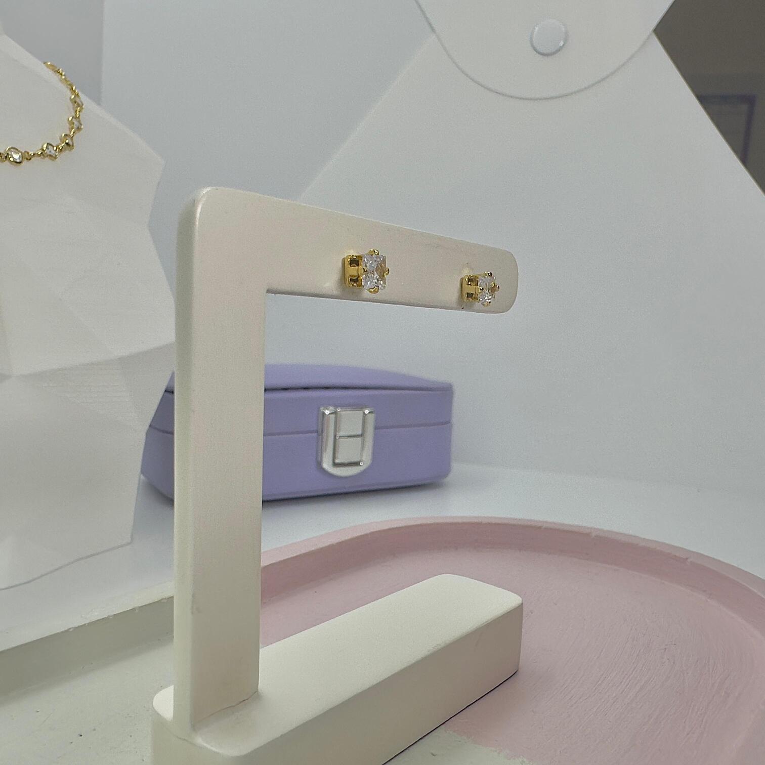 BRINCO PONTO DE LUZ PEDRA QUADRADA 4MM BO1651 BRINCO PONTO DE LUZ PEDRA QUADRADA 4MM BO1651