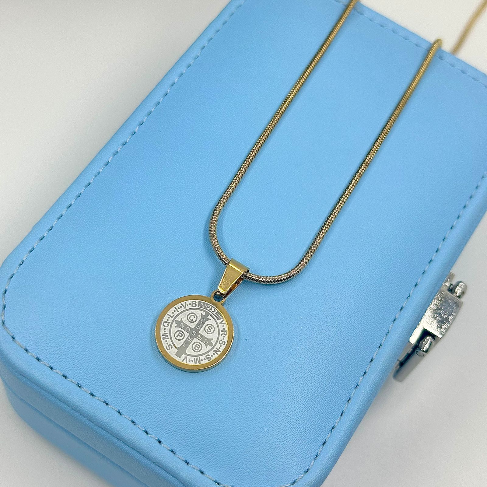 COLAR COM PING. SÃO BENTO DOIS BANHOS AÇO 316L CSO1862