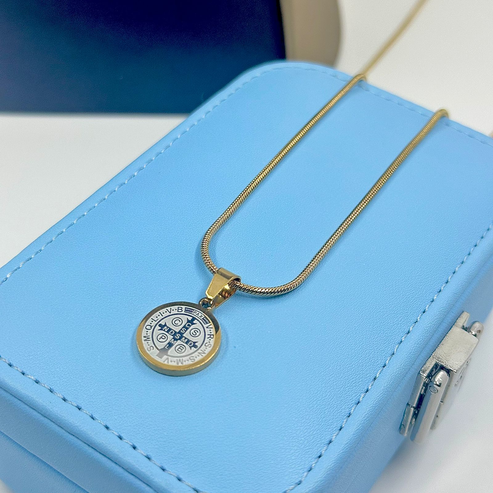 COLAR COM PING. SÃO BENTO DOIS BANHOS AÇO 316L CSO1862