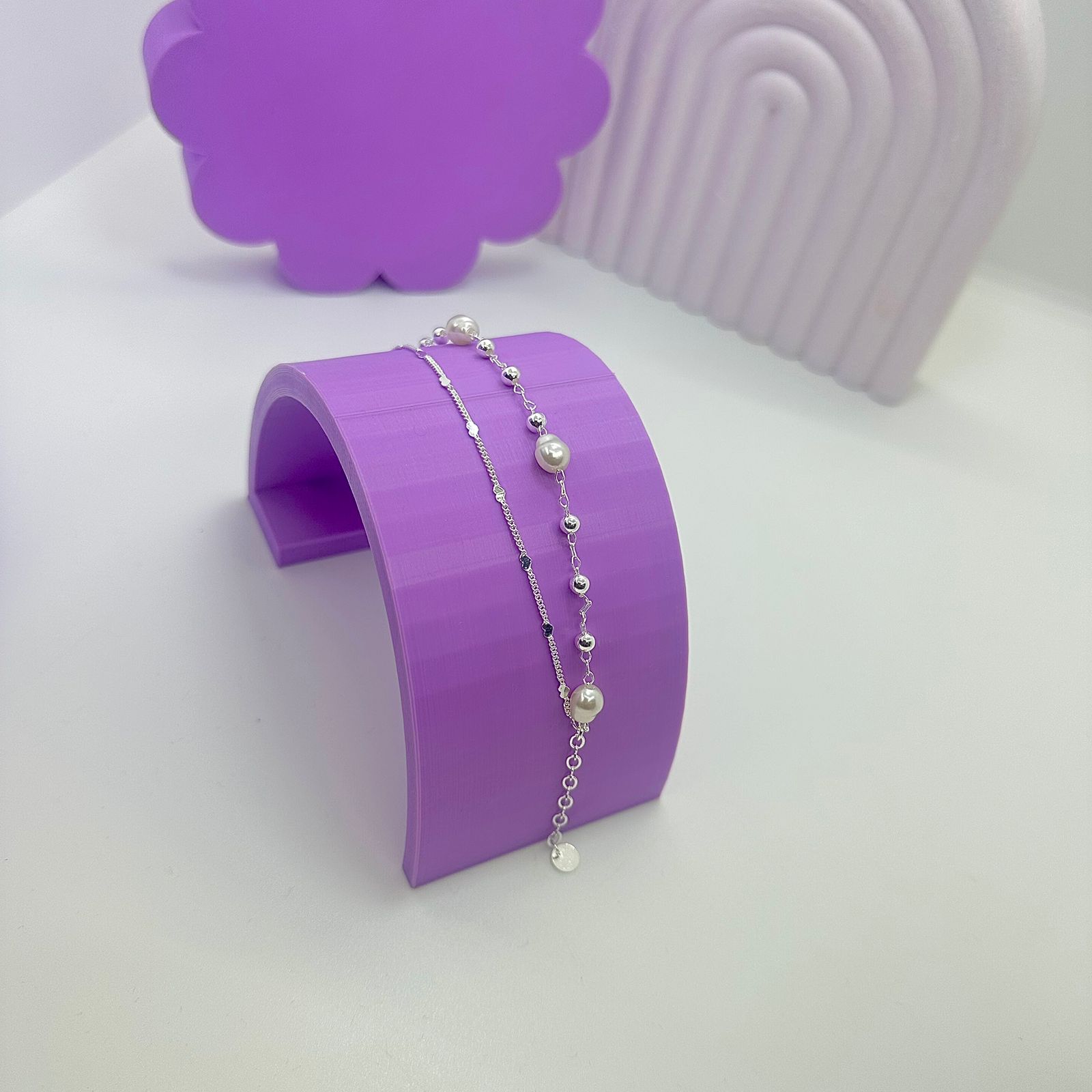 PULSEIRA CORAÇÕES DIAMANTADOS E PÉROLAS ORGÂNICAS PP1963