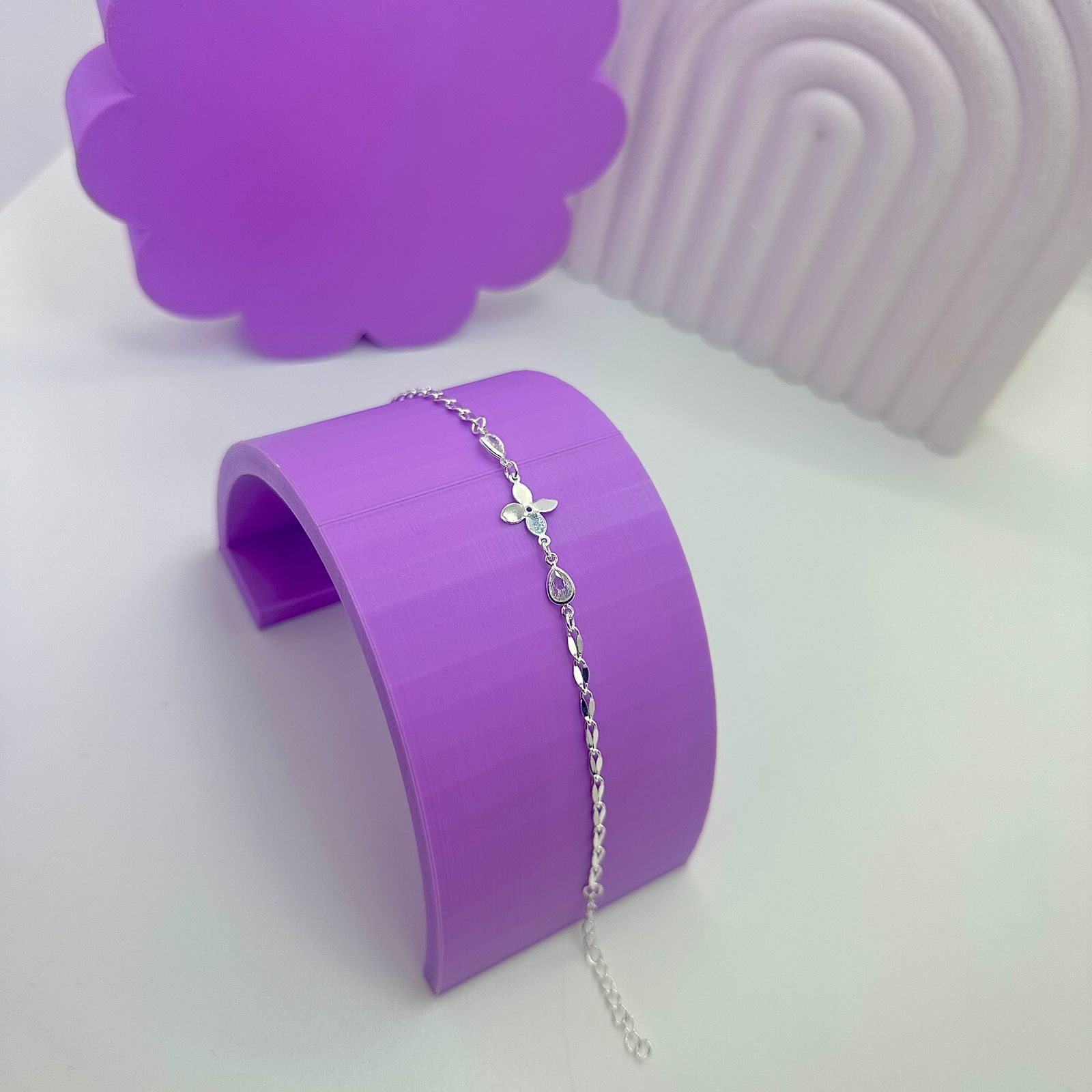 PULSEIRA ELOS LOSANGOS COM FLOR E PEDRAS PP1965