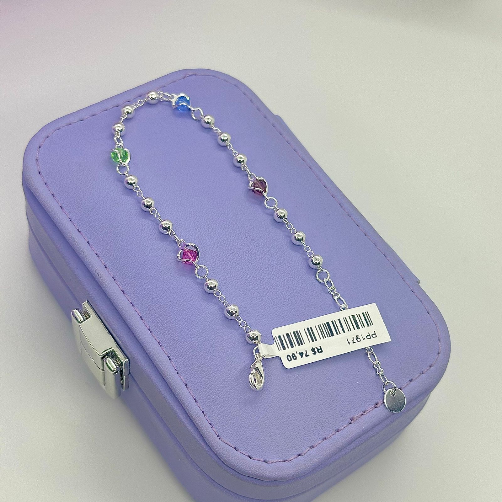 PULSEIRA ESFERAS COM PEDRAS COLORIDAS PP1971