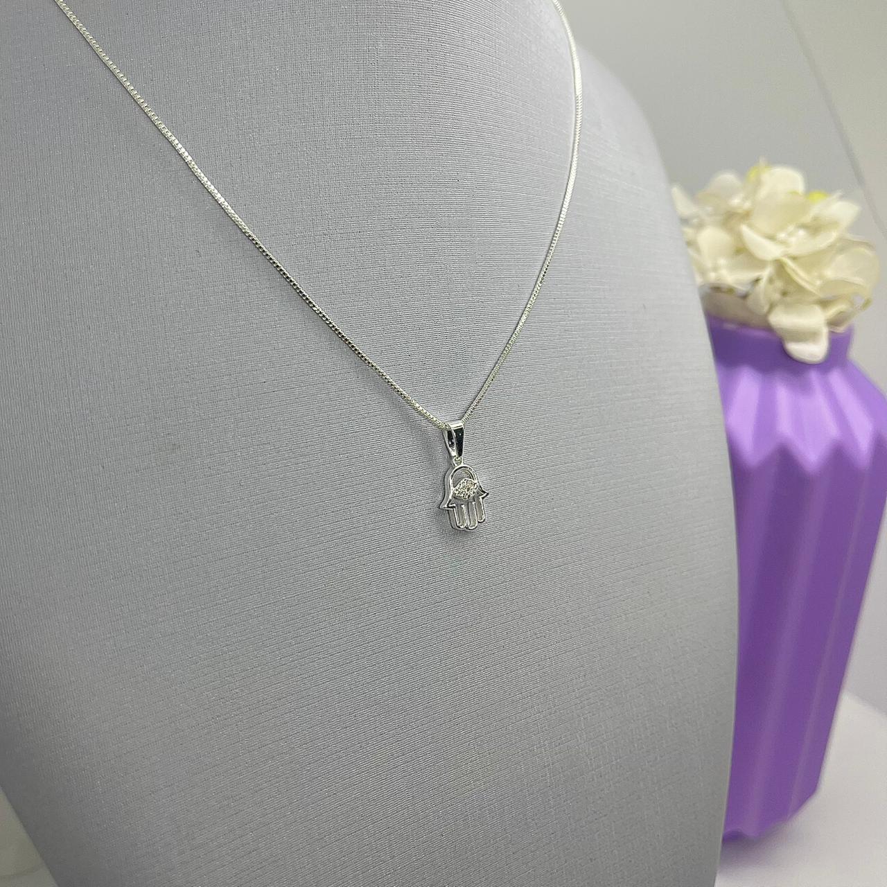 COLAR MÃO DE FÁTIMA VAZADA CRAVEJADA CP1998