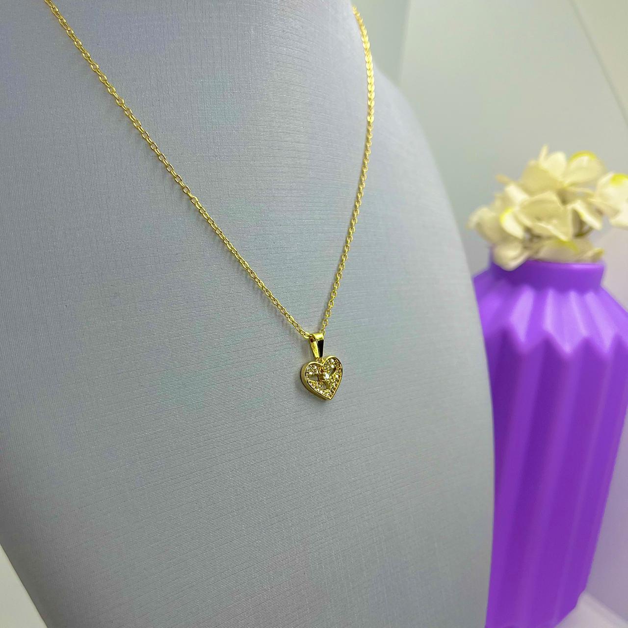 COLAR CORAÇÃO CRAVEJADO ESPIRITO SANTO VAZADO CO2003