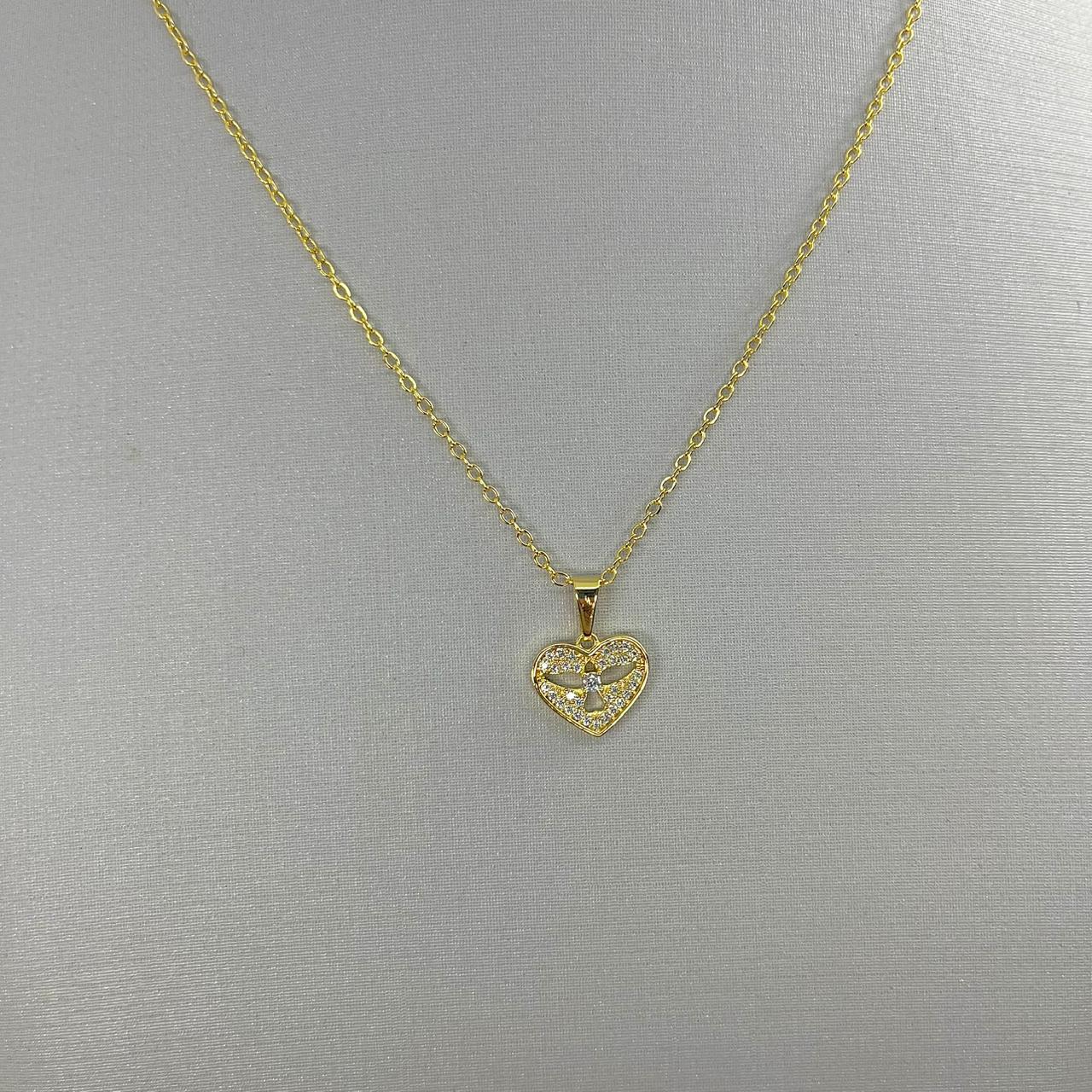 COLAR CORAÇÃO CRAVEJADO ESPIRITO SANTO VAZADO CO2003