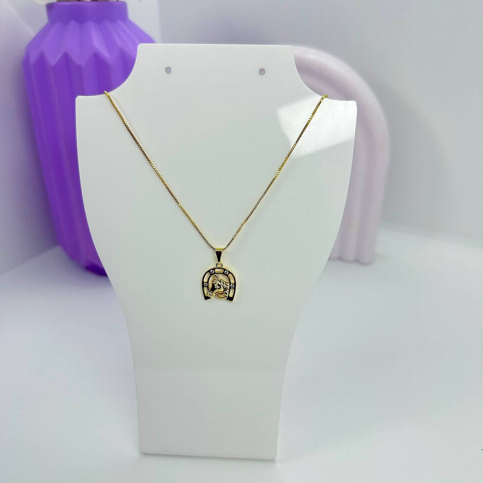 COLAR PING. CAVALO E FERRADURA CRAVEJADA CO2060