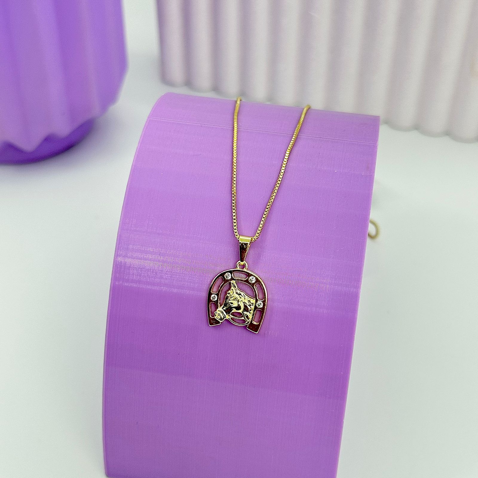 COLAR PING. CAVALO E FERRADURA CRAVEJADA CO2060