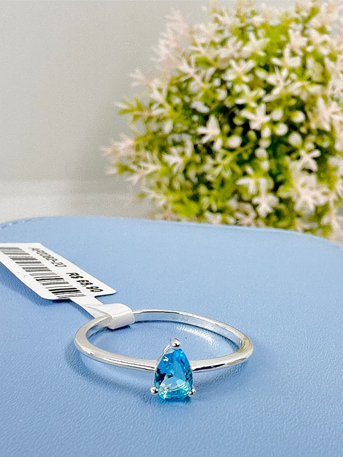 ANEL PEDRA OVAL AZUL CLARO AP2082