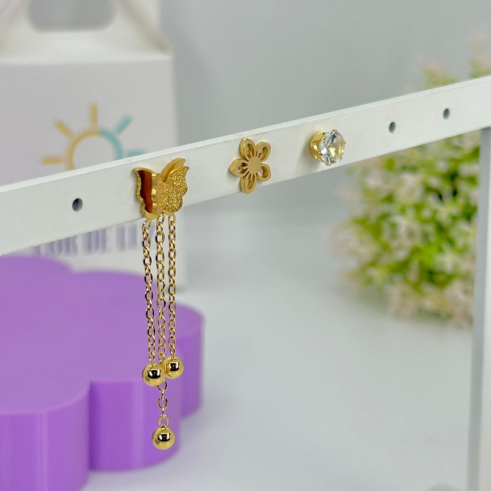 TRIO BORBOLETA, FLOR E PONTO DE LUZ