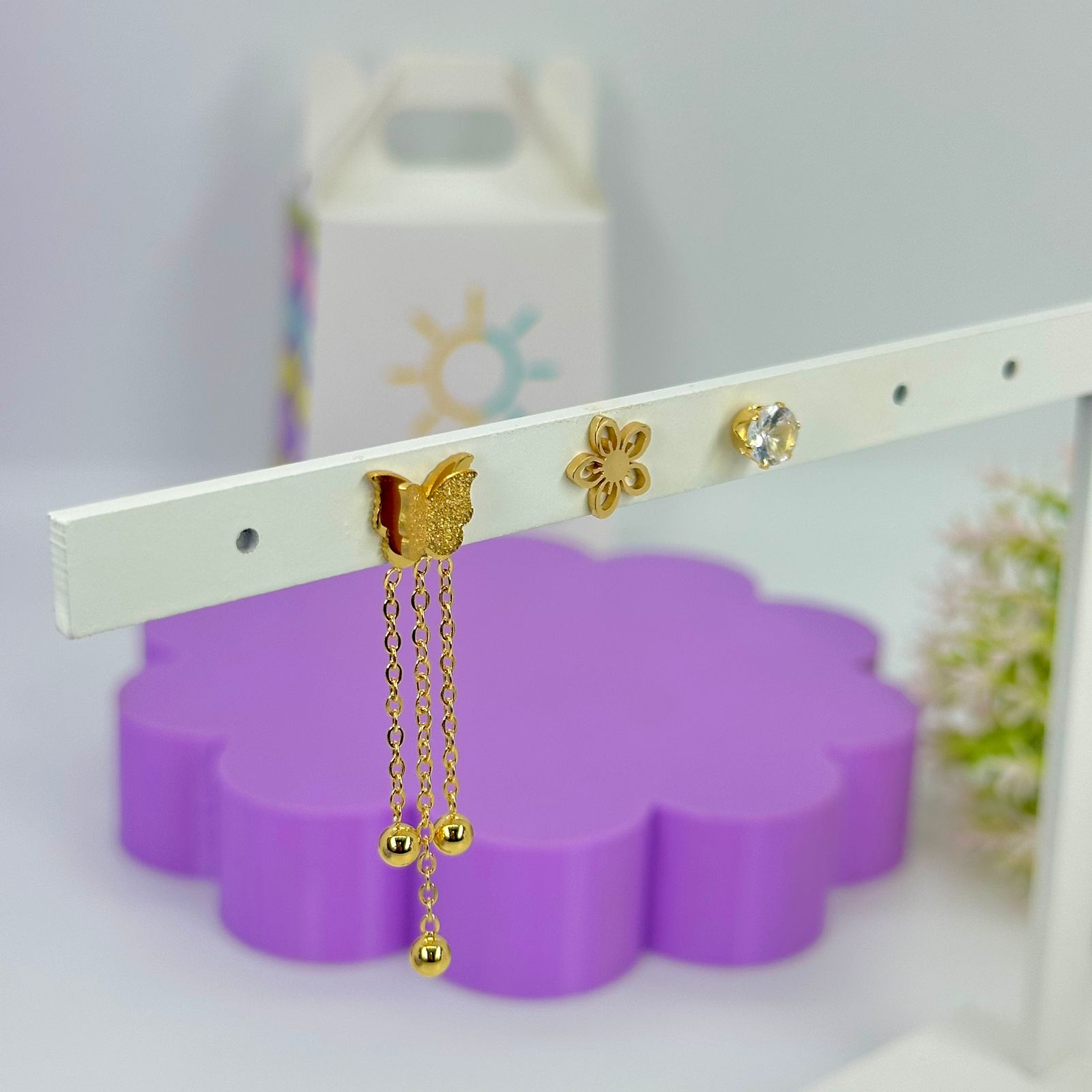 TRIO BORBOLETA, FLOR E PONTO DE LUZ