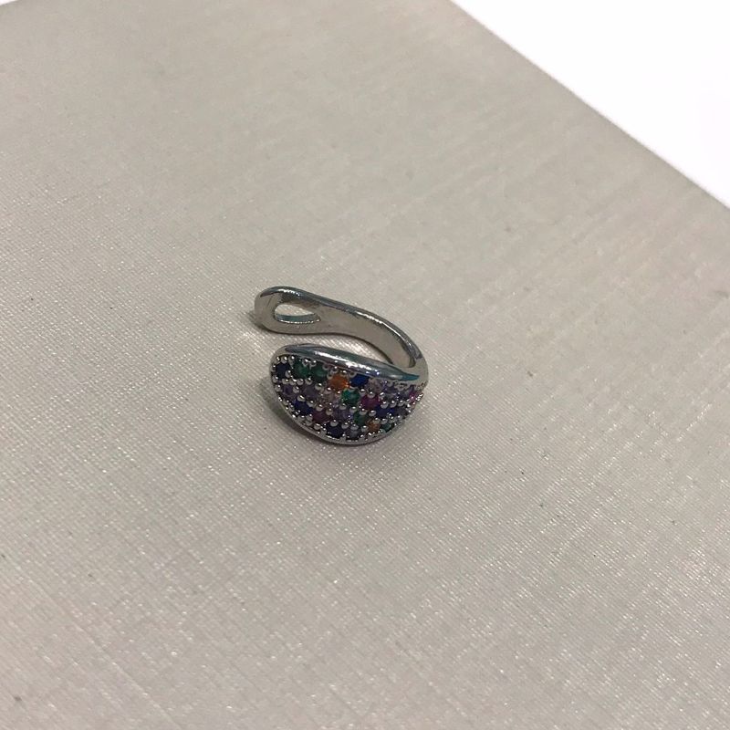 FAKE PIERCING ELEGANCE ZIRCÔNIA COLORIDA BANHADO A PRATA