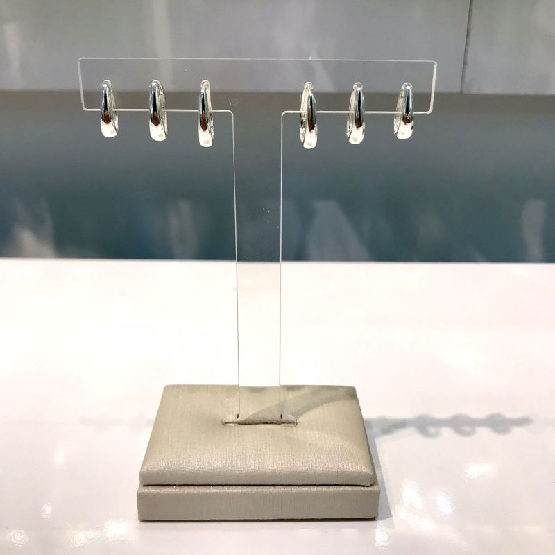 TRIO DE ARGOLA OVAL BANHADO A PRATA