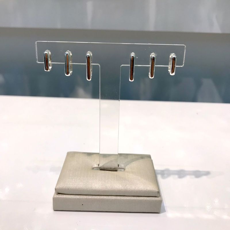 TRIO DE ARGOLA RETANGULAR BANHADO A PRATA