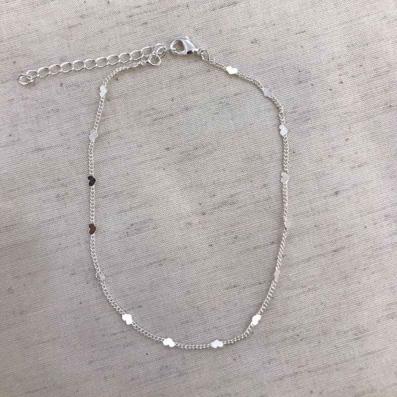 TORNOZELEIRA CHAPINHA DE CORAÇÃO BANHADO A PRATA