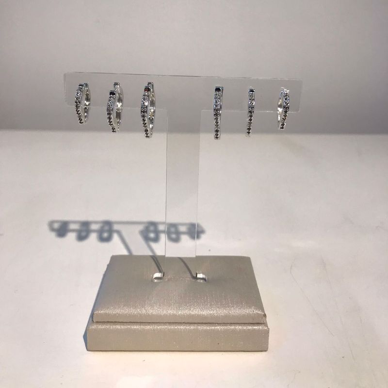 TRIO DE TREVO EM ZIRCÔNIA BANHADO A PRATA