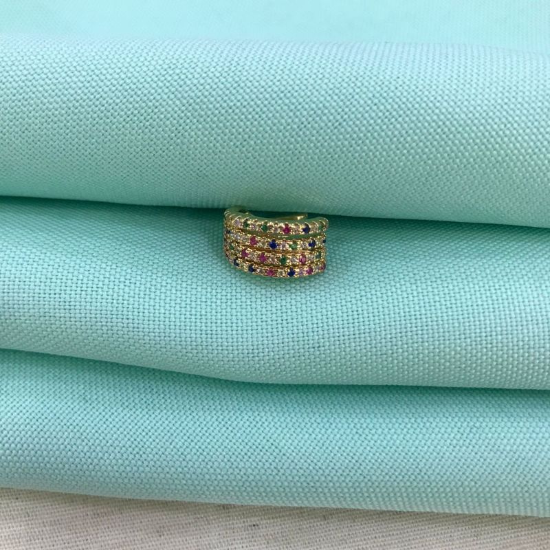 FAKE PIERCING ELEGANCE EM ZIRCÔNIA COLORIDA BANHADO A OURO
