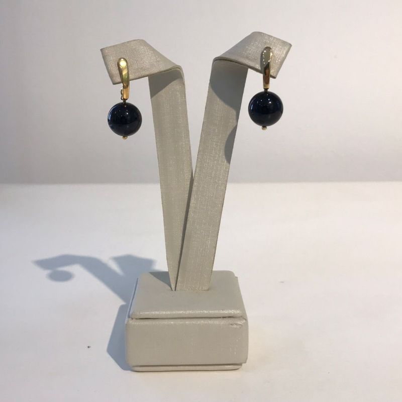 BRINCO ÁGATA PRETA BANHADO A OURO