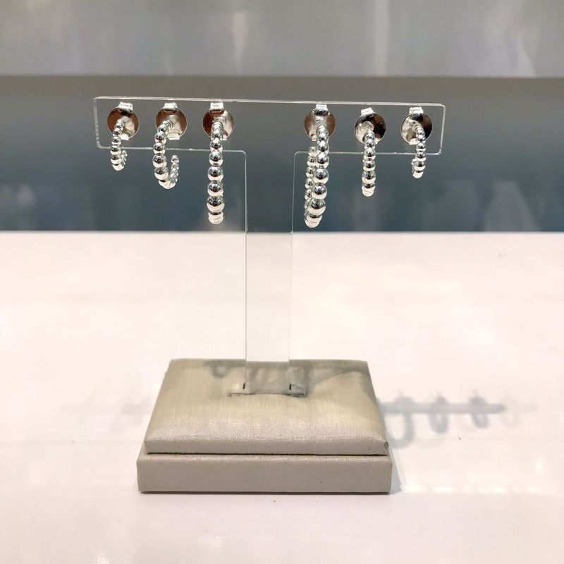 TRIO DE ARGOLA MINI ESFERA BANHADO A PRATA