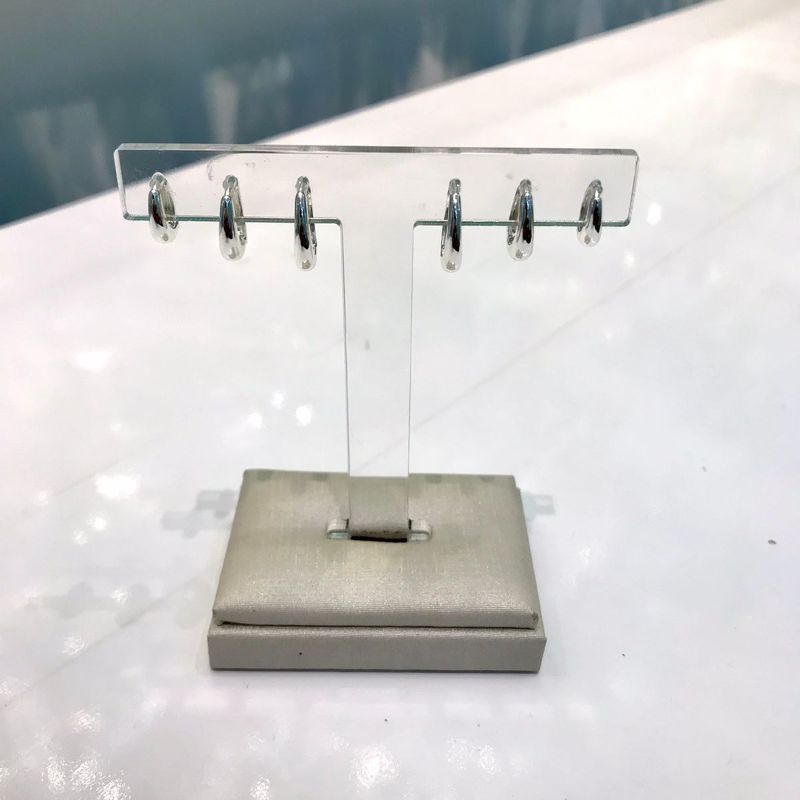 TRIO DE ARGOLA OVAL BANHADO A PRATA