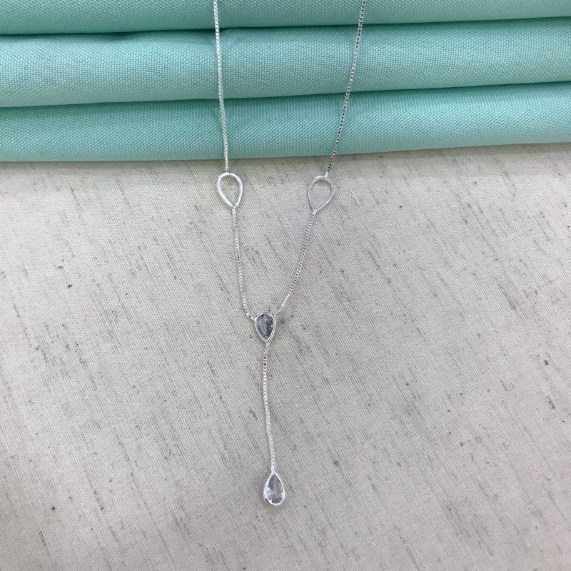 GRAVATINHA GOTAS EM ZIRCÔNIA BANHADO A PRATA